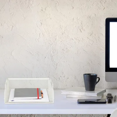 Produktbild von 2 x stapelbare Dokumentenablage, für DIN A4, Gitter Design, Briefablage fürs Büro, Metall, B x T: 25 x 34 cm, weiß