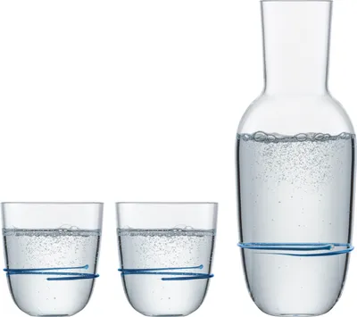 Produktbild von Zwiesel 2 Stück a 1 KAR 1382 KARAFFE 0,75 + 2 BECHER 42 AURA BLAU 121694 + Geschenk  handmade