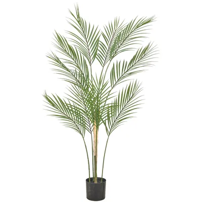 Produktbild von CREATIV green Areca Palme Kunstpflanze 110 cm grün im Kunststofftopf 12,5 x 11,5 cm Zimmerpalme Dekopflanze