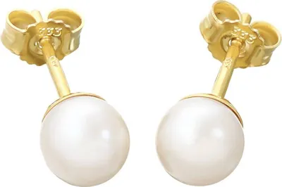 Produktbild von Paar 6mm Perlen Ohrstecker 333 8k Gelbgold Süßwasser Zuchtperle Ohrringe 9086
