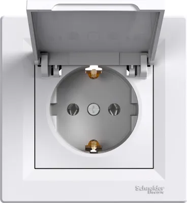 Image de Schneider Electric Prise murale simple Asfora avec clapet blanc (EPH3100121)