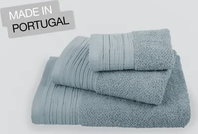 Produktbild von jilda-tex Premium Handtuch Leinenoptik Frottierware Set 100% Baumwolle Verschiedene Größen/Farben (Hellblau, 2 x Premium Handtuch 50x100 cm)