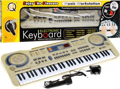 Obrázok produktu pre Béžová Klávesnica Pre Deti 5+ Mikrofón + Nahrávanie + Usb Mp3 - Model Č. 811