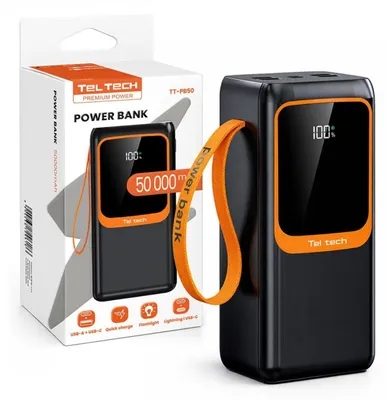 Produktbild von Teltech Powerbank Notfallakku 5A 22,5W + Kabel Typ-C / Lightning