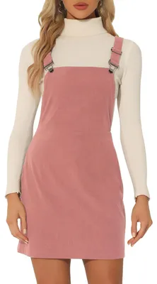 Produktbild von Allegra K Damen Latzhose, Kordsamt, Verstellbarer Riemen, Overall-Kleid, Pink, X