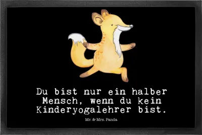 Produktbild von Mr. & Mrs. Panda Schmutzfangmatte Kinderyogalehrer Herz 50 x 75 cm - Schwarz - Geschenk, fußmatte, Fussmatte, Schmutzmatte, Fußabtreter, Gummimatte, Bodenvorleger