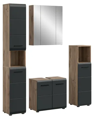 Produktbild von Bad Set Ice 2 | 4-teilig | Nox Oak / schwarz matt ohne