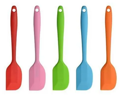 Produktbild von 5 Stück Teigschaber Set Silikon Spachtel mit Metallkern Hitzebeständig bis 230°C Spülmaschinenfest 21 cm