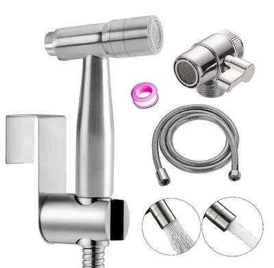 Zdjęcie produktu dla Elzusha - Zestaw do mycia intymnego (bidet) ze stali nierdzewnej, z dwoma trybami strumienia
