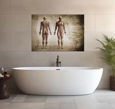 Produktbild von Wallario wasserfestes Poster selbstklebend 70 x 100 cm, Anatomie Mensch II, Badezimmerposter Spritzschutz mit Hochglanzoberfläche in Glasoptik
