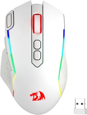 Produktbild von Redragon M810 Pro Kabellose Gaming-Maus, 10000 DPI Kabelgebundene/Kabellose Maus mit Schnellfeuertaste, 8 Makrotasten, 45 Stunden Dauerleistung & RGB