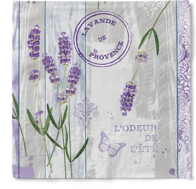 Produktbild von Sovie HORECA Serviette Lavinia aus Tissue 33 x 33 cm, 100 Stück - Floral Lavendel