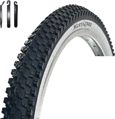 Immagine prodotto di 1 x maxxi4you HY-8008 Pneumatico per bicicletta Nero/Bianco 54-507 (24 x 1,95) incl. maxxi4you Levagomme
