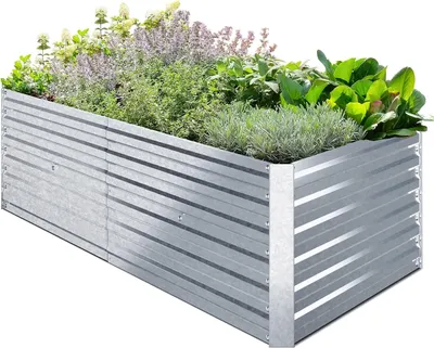 Image de Bac à plantes surélevé 180x90x60 cm - Très grand bac à légumes en acier galvanisé