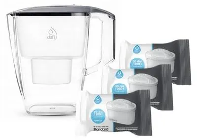 Produktbild von Dafi 4 l Kanne Stahl/Weiß + 3 Unimax Filtereinsätze-Filtern Sie Wasser
