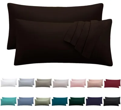 Immagine prodotto di Set di 2 federe per cuscini, 40x70 cm, colore marrone, in microfibra