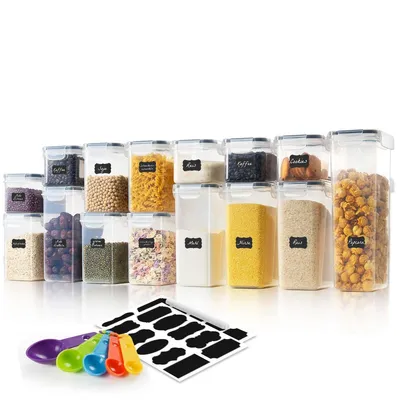 Produktbild von 7Magic Vorratsdosen Luftdicht 15er Set, Aufbewahrungsbox Küche mit Deckel aus Plastik, Lebensmittel Vorratsbehälter Vorratsdose  (0.8/1.4/2.0/2.8 L)