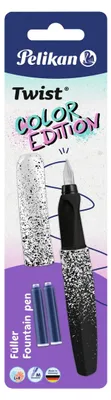 Image de Stylo plume Pelikan Twist Color Edition Steel M noir et blanc + cartouches 300010108