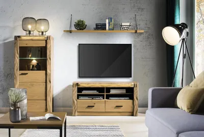 Produktbild von s Wohnzimmer Vitrine Wohnwand TV-Lowboard Designer Wandregal