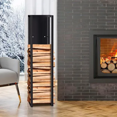 Immagine prodotto di Peviasot, scaffale per legna da ardere, 25*25*100 cm, metallo, porta legna, scaffale per legna da ardere, soggiorno, supporto per legna