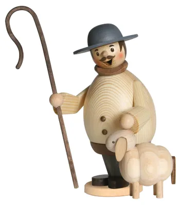 Produktbild von Drechslerei Kuhnert - Räuchermännchen Max als Schäfer - Größe ca. 16cm, für Räucherkerzen Größe M (Standard) - 33105