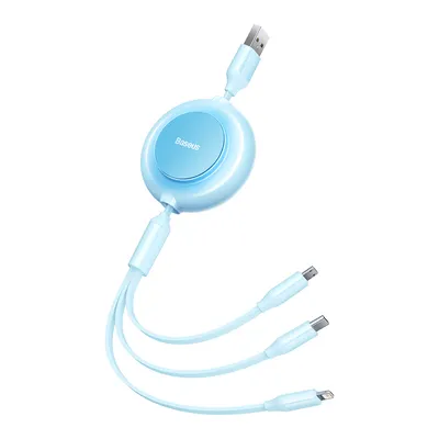 Obrázok produktu pre Kábel 3v1 Baseus Bright Mirror 2, USB na Micro-USB, USB-C, Lightning 3,5 A, 1,1 m, nebesky modrý