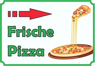 Produktbild von Frische Pizza Schild mit Pfeil rechts A3 Rückseite selbstklebend