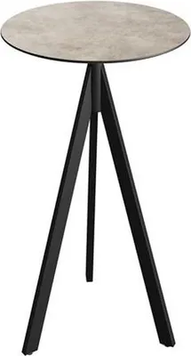Image de Table de bar Infinity Tripod - Structure noire + plateau en stratifié haute pression Moonstone Ø70 cm (1 pièce)