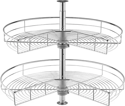 Produktbild von VEVOR nierenförmiger Chrom-Eck-Organizer 360° drehbare Gewürzregal Organizer, 2-stufiges höhenverstellbares Lagerregal (23 kg belastbar), Lazy Susan-Ersatzregal Kohlenstoffstahl für Schrankecken