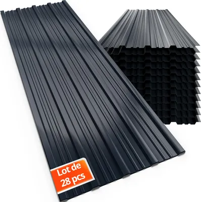 Image de GARDEBRUK® 28x Tôles de bardage 110x46cm 14m² galvanisé tôle trapézoïdale ondulée profilée résistant intempéries plaque abri de jardin toit mur anthracite