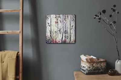 Produktbild von Coloray Hodiny Unikátní 30x30 cm  Tiché hodiny Pro obývací pokoj a kuchyň Nástěnné hodiny Plátno Bílé ručičky hodin - Lesní listy