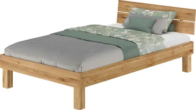 Produktbild von Holzbett Bettrahmen Einzelbett Eiche massiv geölt 120x200 wählbares Zubehör V-60.88-12ohne Zubehör