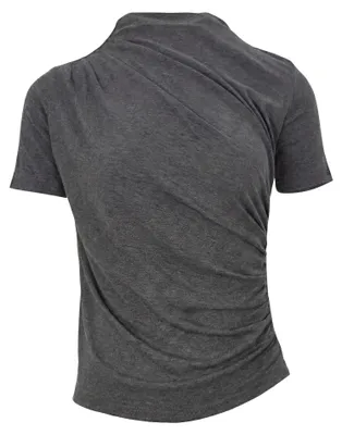 Produktbild von Damen Bluse mit Stehkragen aus 95% Viskose, 5% Elasthan, Grau, Größe XS