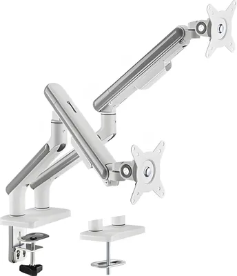 Obrázok produktu pre Dvojitý pružinový držiak monitora, dvojité rameno, plynová pružina, strieborná/biela, HDWR SolidHand-FS02