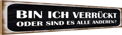 Produktbild von vianmo Holzschild 10x46 cm bin ich verrückt oder andere Spruch Zitat