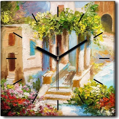 Produktbild von Coloray Uhr auf Leinwand 30x30 cm Wand Uhr Dekoration Wohnzimmer Segeltuch schwarze Hände -Hausseeküste