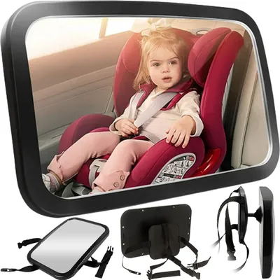 Produktbild von Baby Rücksitzspiegel 30 x 19 cm Rückspiegel Sicherheit Babyspiegel Auto Spiegel 360° Schwenkbar Rücksitzspiegel für Kindersitz Babyschale Retoo