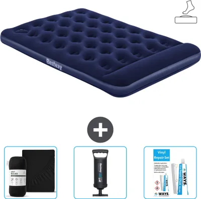 Immagine prodotto di Materasso gonfiabile Bestway - Letto alla francese - 137 x 191 x 28 cm - Blu - Accessori inclusi