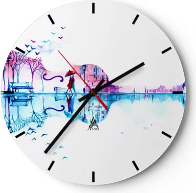 Produktbild von Wanduhr - Rund - Glasuhr - Violine Walk regen Aktivitäten - 30x30cm - Schleichendes Uhrwerk - Lautlos - zum Aufhängen bereit - Dekoration Modern - Wanddekoration aus Glas - C3AR30x30-3077