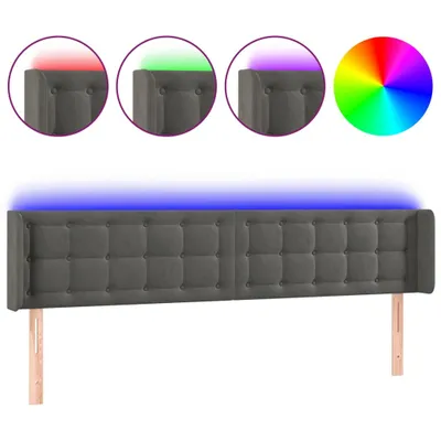 Image de vidaXL Tête de lit LED gris foncé 183x16x78/88 cm velours