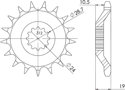 Immagine prodotto di Pignone Passo 530 - Z 17 Denti (Dis.24805)