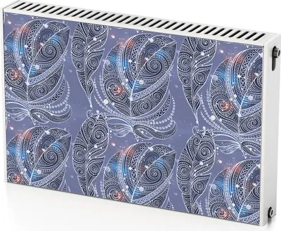 Produktbild von Dekoratives Federmuster – Magnetische Heizkörperabdeckung – 90x60 cm – Magnet Heizkörperabdeckung – 3D Würfel – Heizkörperverkleidung – Magnetische Wandverkleidung – Wetterfest