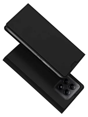 A black flip phone case is shown on a white background.