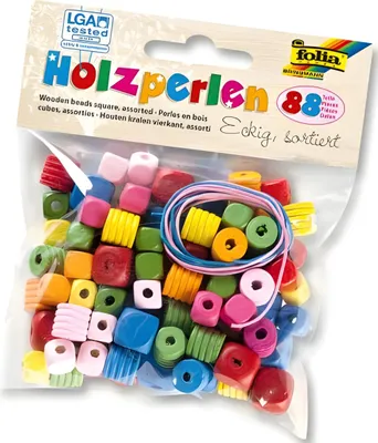 Produktbild von Happy Kidz Bunte Holzperlen, eckig 21406196185