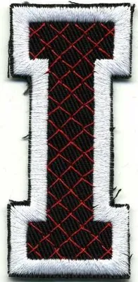 Produktbild von Aufnäher Patches - Buchstabe I - Gr. ca. 6cm x 4cm - 21739 schwarz-weiß