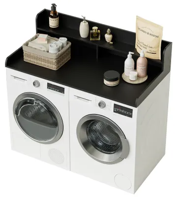 2-stufiges Arbeitsblatt für Waschmaschine und Trockner, schwarz, 137x70x30 cm