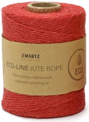 Produktbild von Jute-Kordel Ø3 mm – 160 m Naturkordel für Deko & Basteln Rot