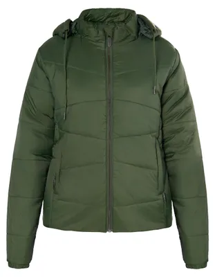 Produktbild von Damen Jacke oliv L, leicht wattiert, abnehmbare Kapuze, sportliches Design