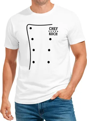 Produktbild von Herren T-Shirt Fasching Karneval Koch Kochjacke Kostüm-Shirt Fun-Shirt Moonworks®