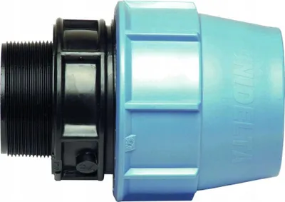 Image de Unidelta | Raccord fileté PE - 50x6/4 - Noir/bleu - Résistant UV - Pour installations d'eau